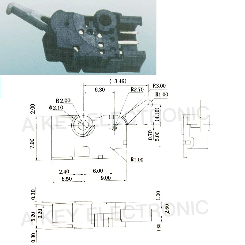 20 pcs KFC-P01-18 Limit Switch Game Flash Gate Reset Micro-motion Detection Switch Key Three-legged Switch Blue Handle