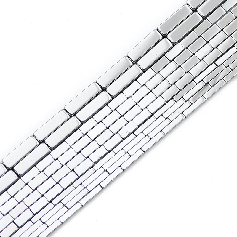 4/6/9MM Silver Color Rectangle Cuboid Spacer Natural Stone Hematite Loose Beads For Jewelry Making Bracelet DIY Accessories