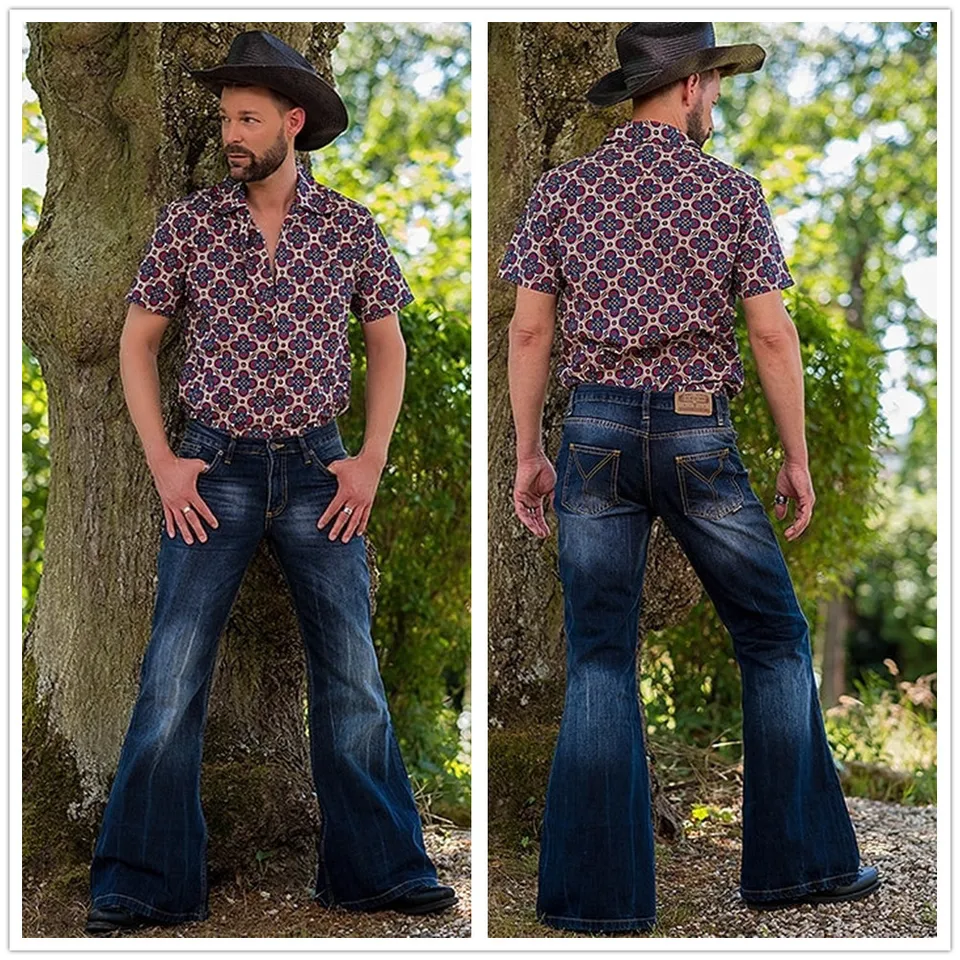 2011 New Men Flare Jeans Fashion Stretch Denim Long Pants Punk