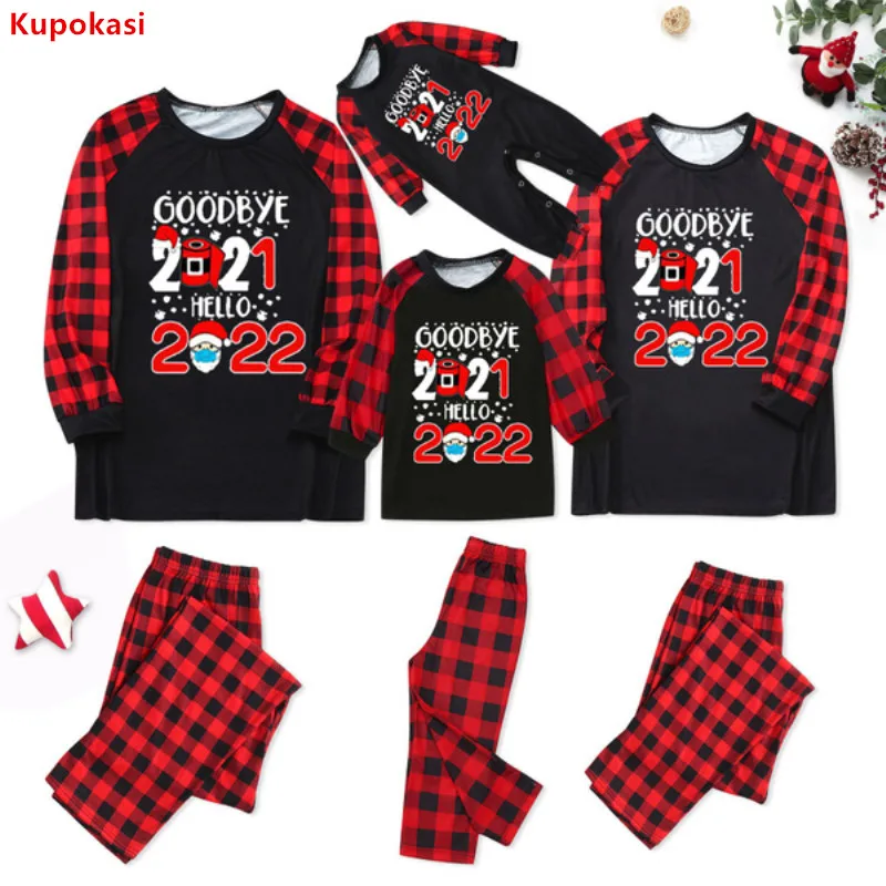 Kupokasi Fashion Merry Christmas Family Matching Pajamas Set Adult Kid Top+Pants Xmas Sleepwear Pj's Suit Baby Romper