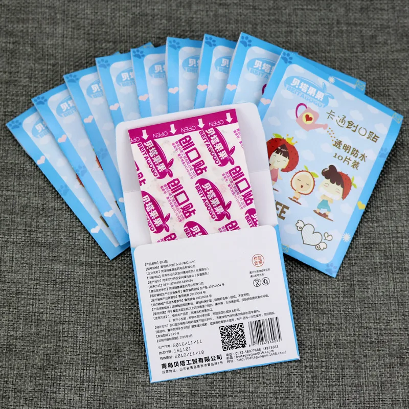 100Pcs/Pack Cartoon Transparent Wound Adhesive Plaster Medical Anti-Bacteria Band Bandages Sticker Home Travel First Aid Kit