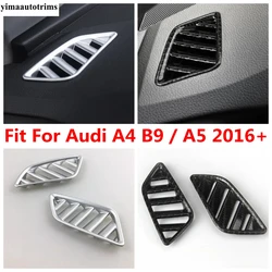 Dashboard Air AC Conditioning Vent Outlet Frame Cover Trim For Audi A4 B9 / A5 2016 - 2020 ABS Carbon Fiber Accessories Interior