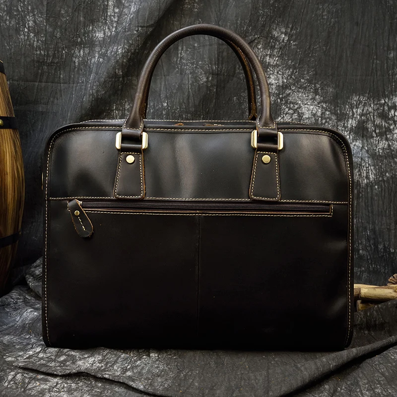 Newsbirds Mens Leather Handbag 15.6 Inch PC Notebook Laptop Briefcase Shoulder Bag 100% Cowhide Man Bag Male Business Bag