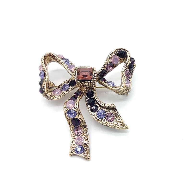 PD BROOCH 2021 New Zircon Bow Tie Style Commuter Student Temperament Clothing Accessories Brooch Butterfly Pins Jewelry