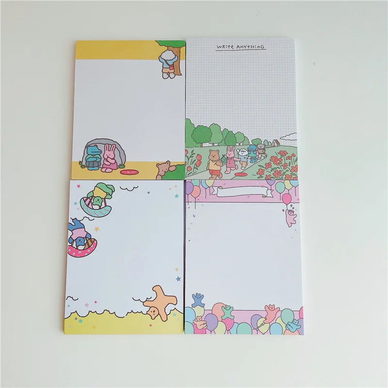 Cartoon Cute Colored Bear Animals Memo Pad Korean Ins Mini Notebook Office Kawaii Message Paper School Stationery 50 Sheets