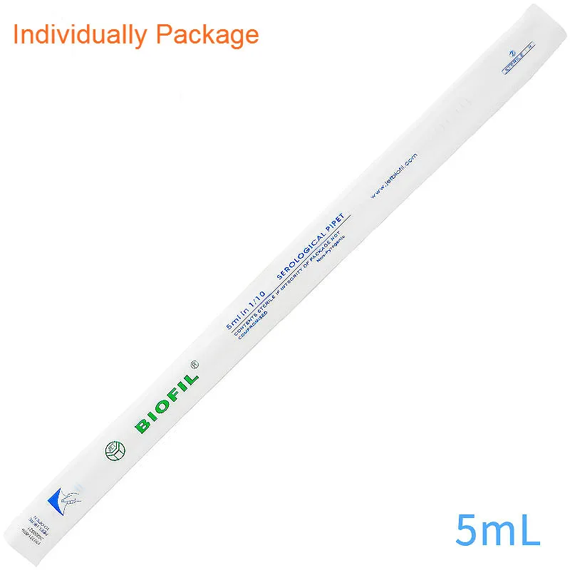 Serological Pipets Sterilized Plastic Scale Transfer Straw Serum Dropper 1/2/5/10/25/50/100mL Non-Pyrogenic Individually Package