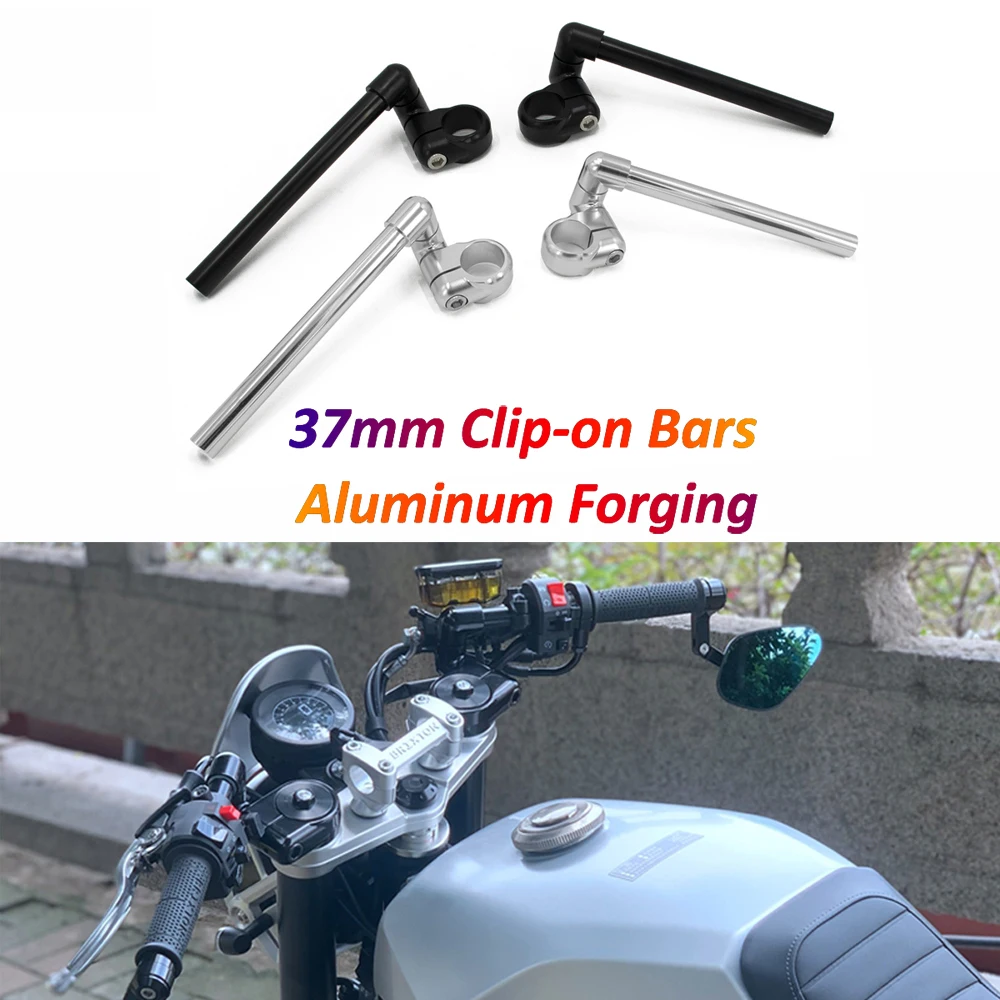 

Retro Motorcycle Clip-on Handle Bars 37mm CNC Aluminum Alloy Forging Adjustable Clip On Handlebars for Cafe Racer Royal Enfield