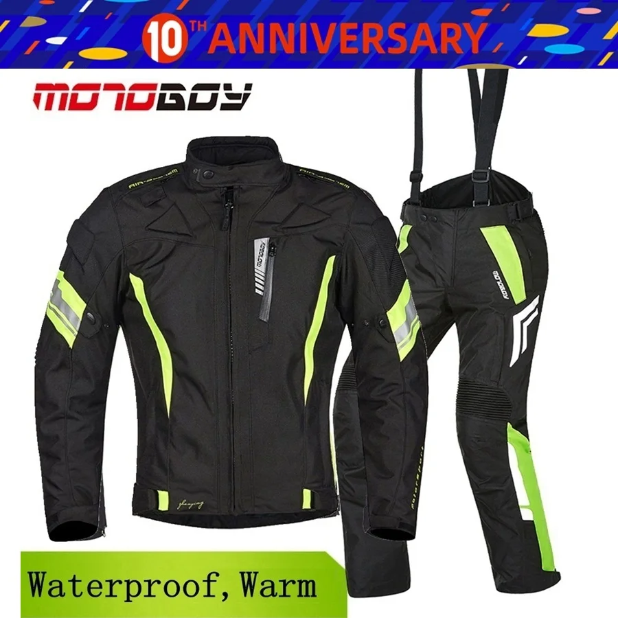 

Free shipping 1set Men's Motocross Racing Waterproof Warm Reflective Jacket Off-Road Gear Moto Coats Motorcycle Jacket and Pants