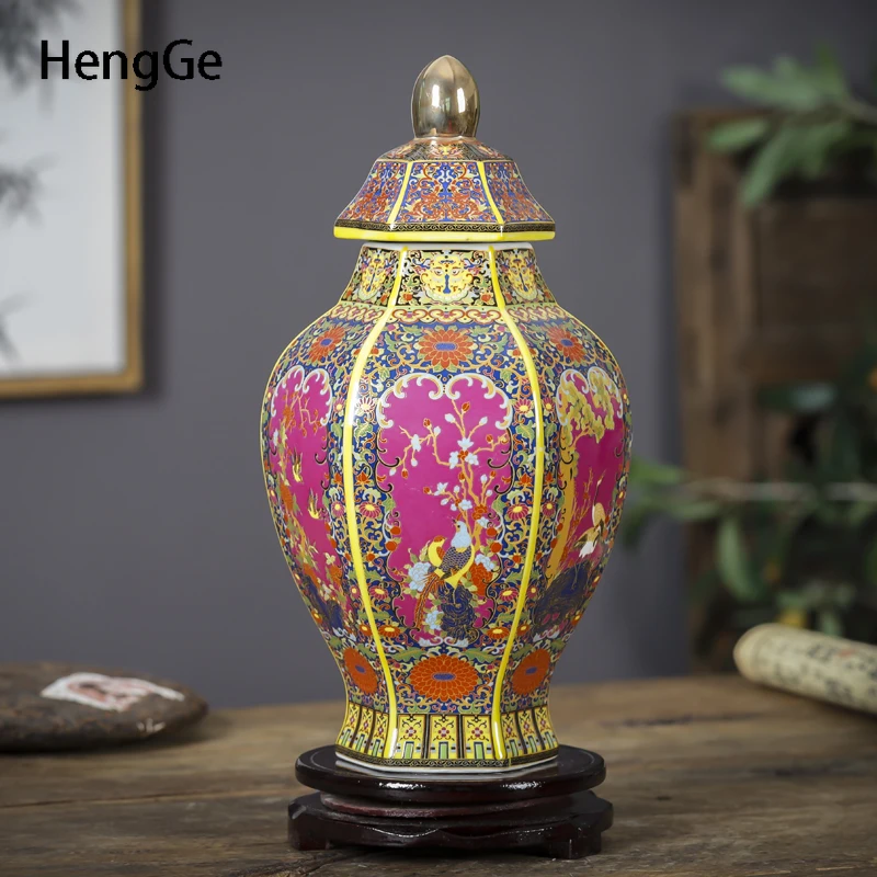 

Retro Ceramics Vase Painted General Jar Art Decoration Storage Tea Cans Dual Purpose Living Room Hotel Decore Desktop Vases