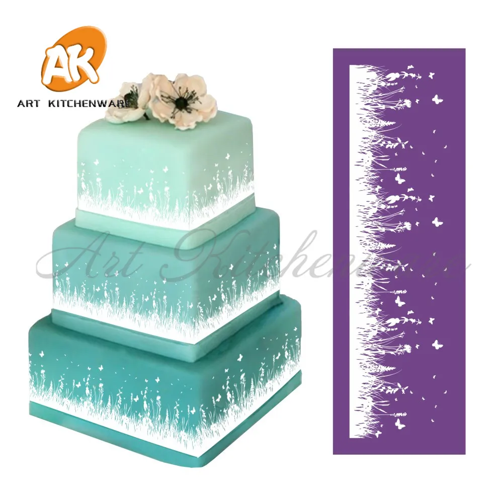 New Grassland Mesh Stencil Lace Cake Stencil DIY Cake Decorating Tools Fabric Cake Stencils for Cake Mold Fondant Molds MST-08