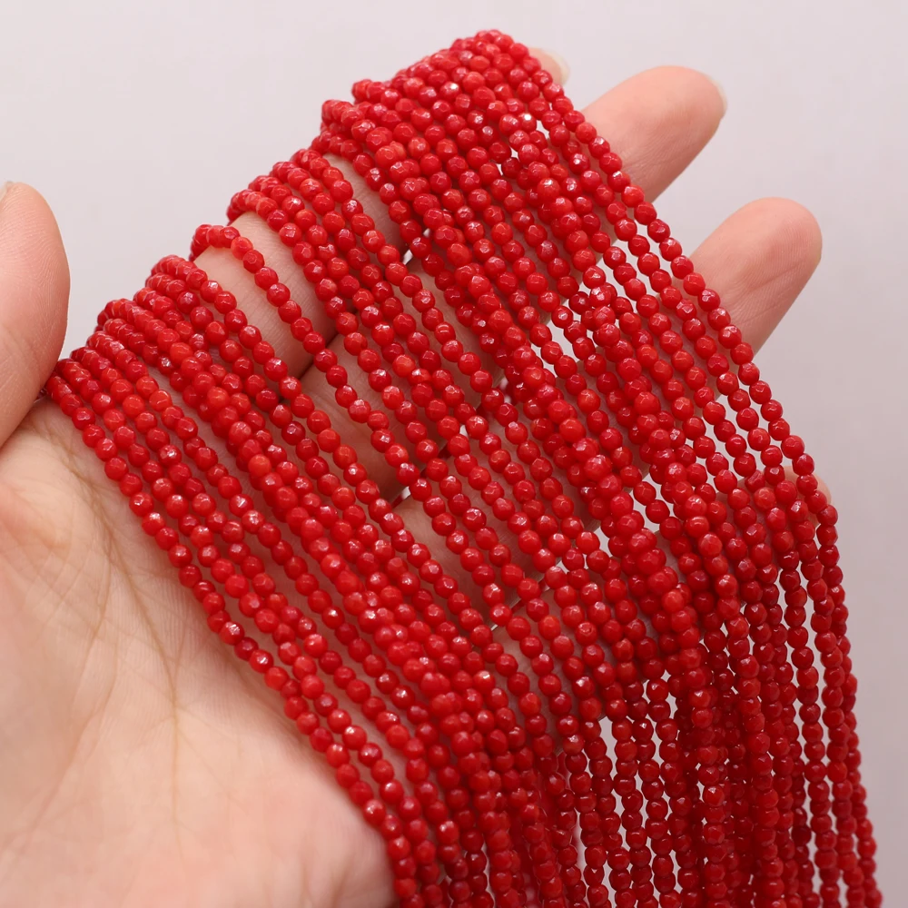 Red Coral Bead Faceted Isolation Bead For Women Jewelry Making DIY Necklace Bracelet Earrings Accessories 3mm