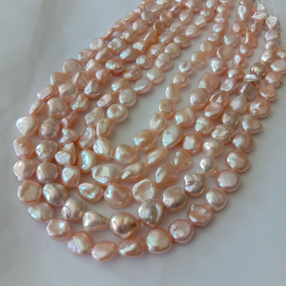 

free shipping AAA 16 inch high luster 11 mm keshi pearl ,100% Nature freshwater loose pearl , nature pink color