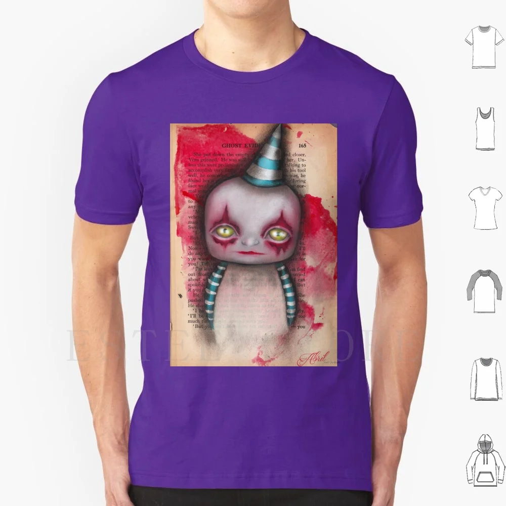 Camiseta con sonrisa de algodón para hombre, estampado artesanal, ojos grandes, payaso, sangre, Horror, Vintage, bebé, Lowbrow, arte Pop, surrealismo gótico, gótico, Abril Andrade