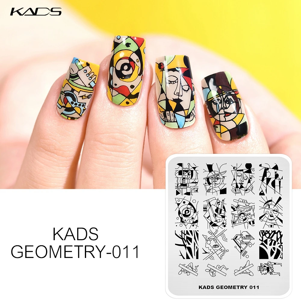 KADS Stamping Plates Geometry 011 Image Designs Nail Art Plates for Stamping Templates Nail Stamper Overprinting Stencil Plate