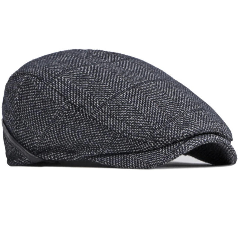 HT3718 Beret Cap Men Autumn Winter Hat Plaid Earflap Flat Cap Vintage Cap for Men Artist Painter Beret Hat Men Beret
