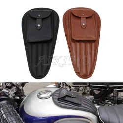2colors Old School PU Leather Motorcycle Tank Chap Cover Panel Pad Bib Bra Bag Universal for Honda CG125 Harley Suzuki Triumph
