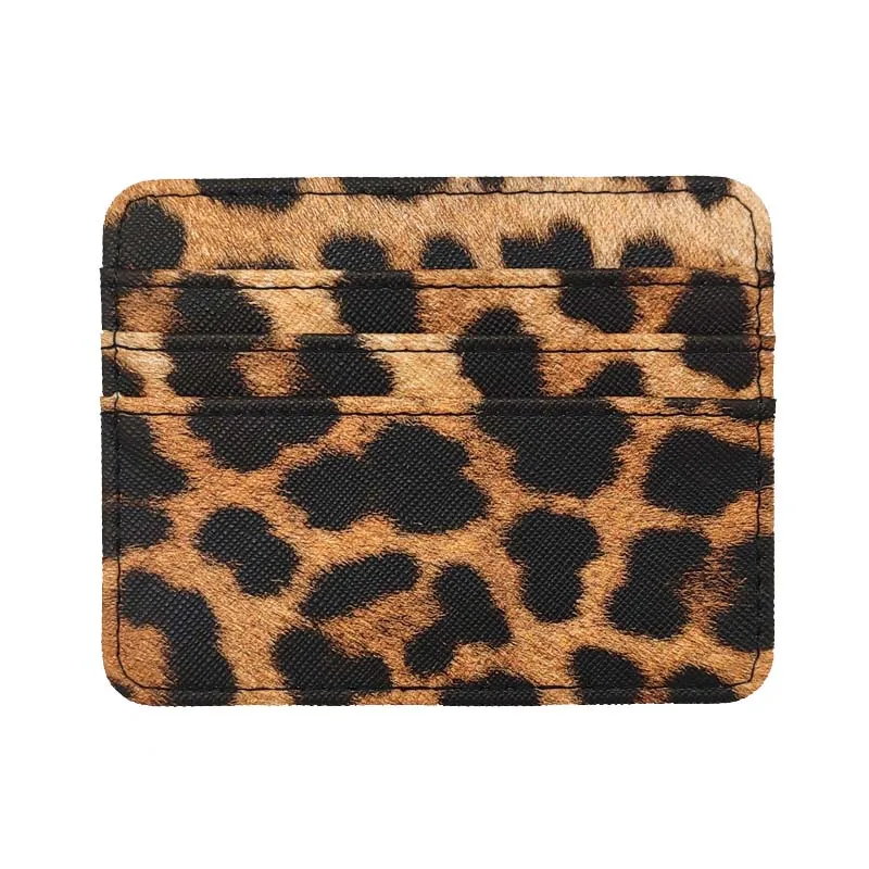 Nuovo stile Leopard Pattern Bank porta carte d'identità portafoglio piccolo Mini custodia in pelle PU per uomo donna con 6 slot