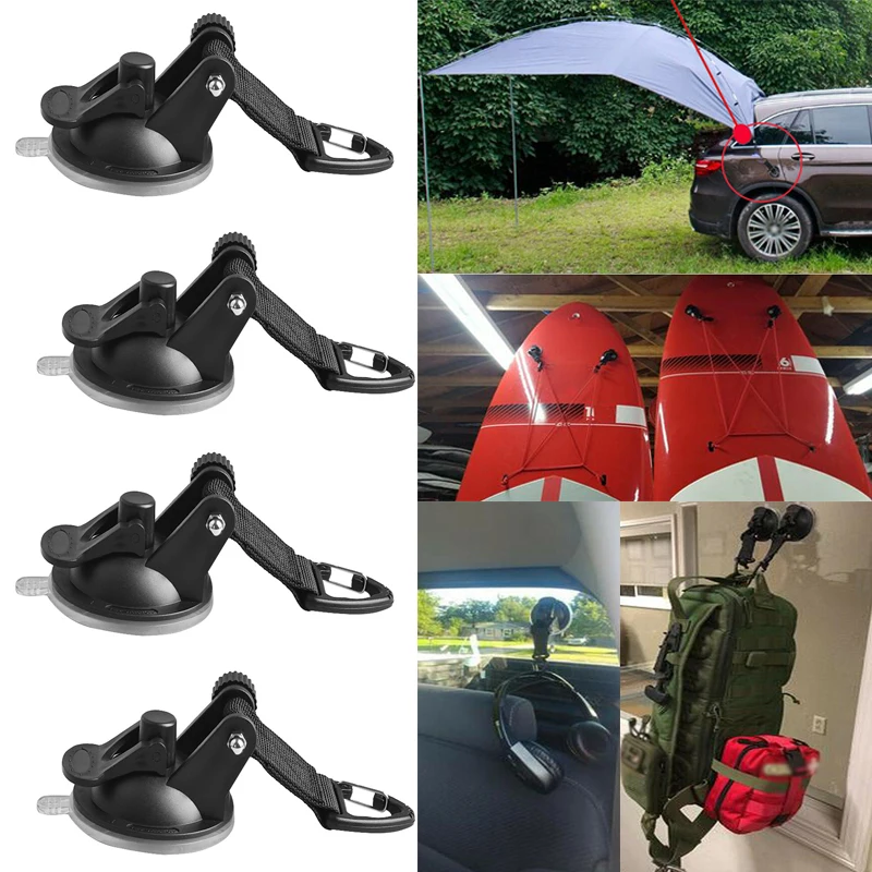 Outdoor Suction Cup Anchor Securing Hook, Tie Down Camping Pool Tarp As Car Side Awning Tents, Truck Boat, 4Pcs Set