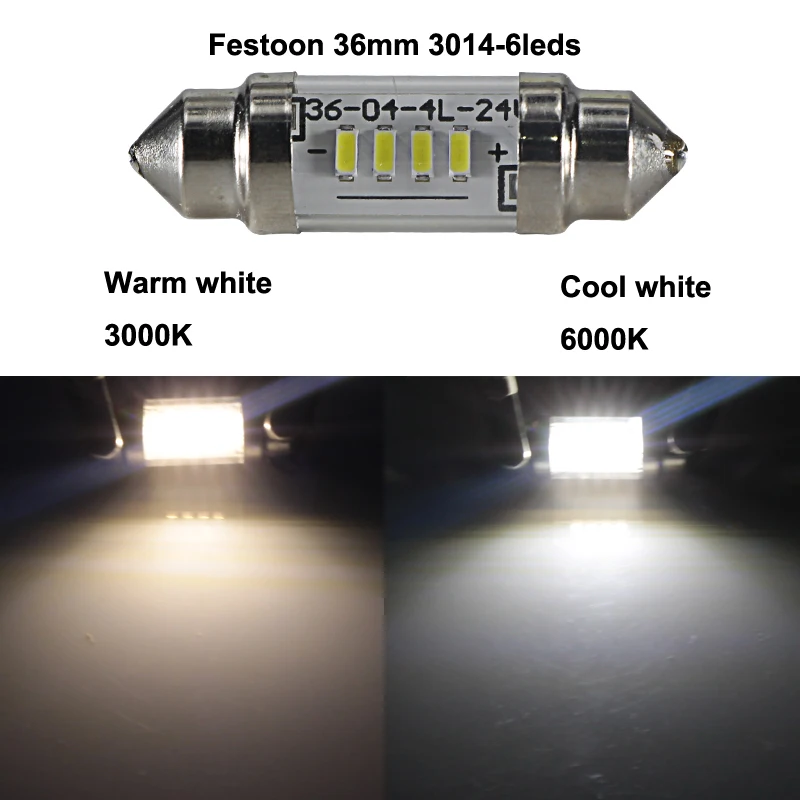 Car Inside LED Festoon light 31mm 36mm 39mm 42mm C3W C5W C10W 6v 12v 24v Auto Interior Dome light truck Reading Map Lamp 6 12 v