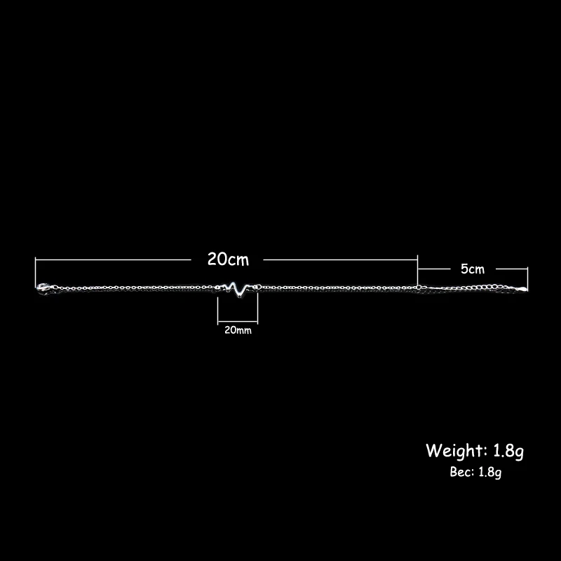 New Sexy Beach Lightning Pendant Anklet 925 Sterling Silver Simple Waves Anklets Bracelets For Fashion Women Foot Chain Jewelry