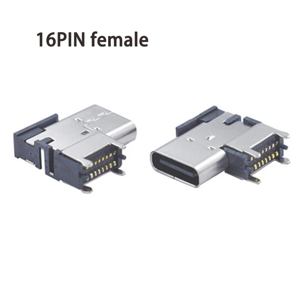 

2-5pcs/Iot 16 P Side insertion SMT Socket Connector Micro USB Type C 3.1 Female SMD DIP For PCB design DIY high current charging