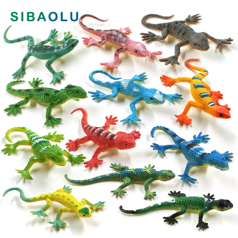 12pcs Diy Simulation Mini Lizard Figurine Reptile Animal Model Home Decor Miniature Fairy Garden Decoration Accessories Modern