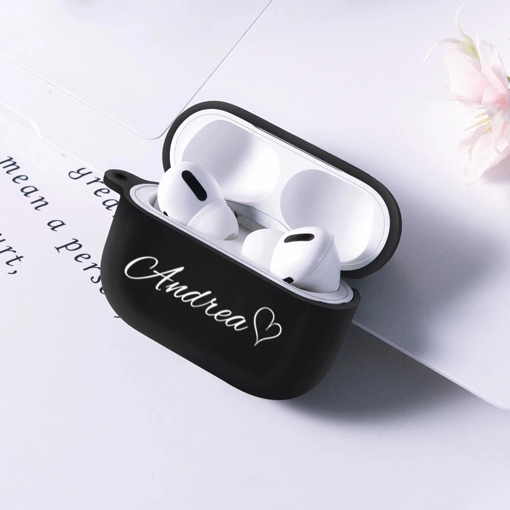 Funda personalizada de escritura privada para Apple Airpods 1, 2, 3, silicona suave con nombre, logotipo, imagen, texto, cubierta personalizada para