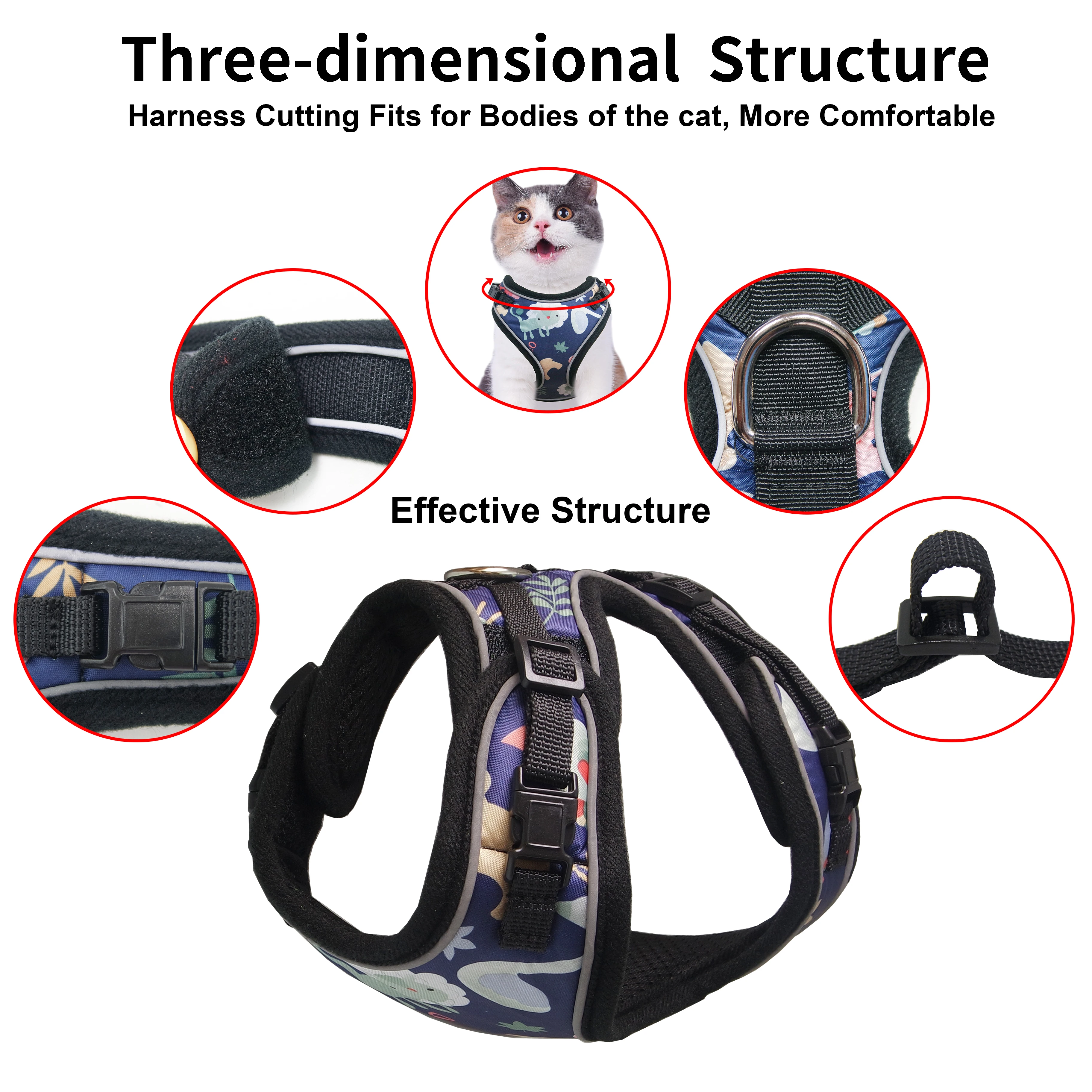 Pet Cat Vest Harness Anti-Escape Kitten And Puppy Harness Soft Mesh Harness Adjustable Cat Vest Harness Reflective Safe Walking