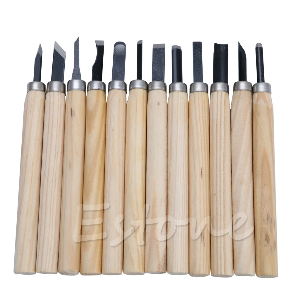 12Pcs Professionale di Legno Intagliare A Mano Scalpello Coltello Set di Strumenti di Lavorazione Del Legno Gouges