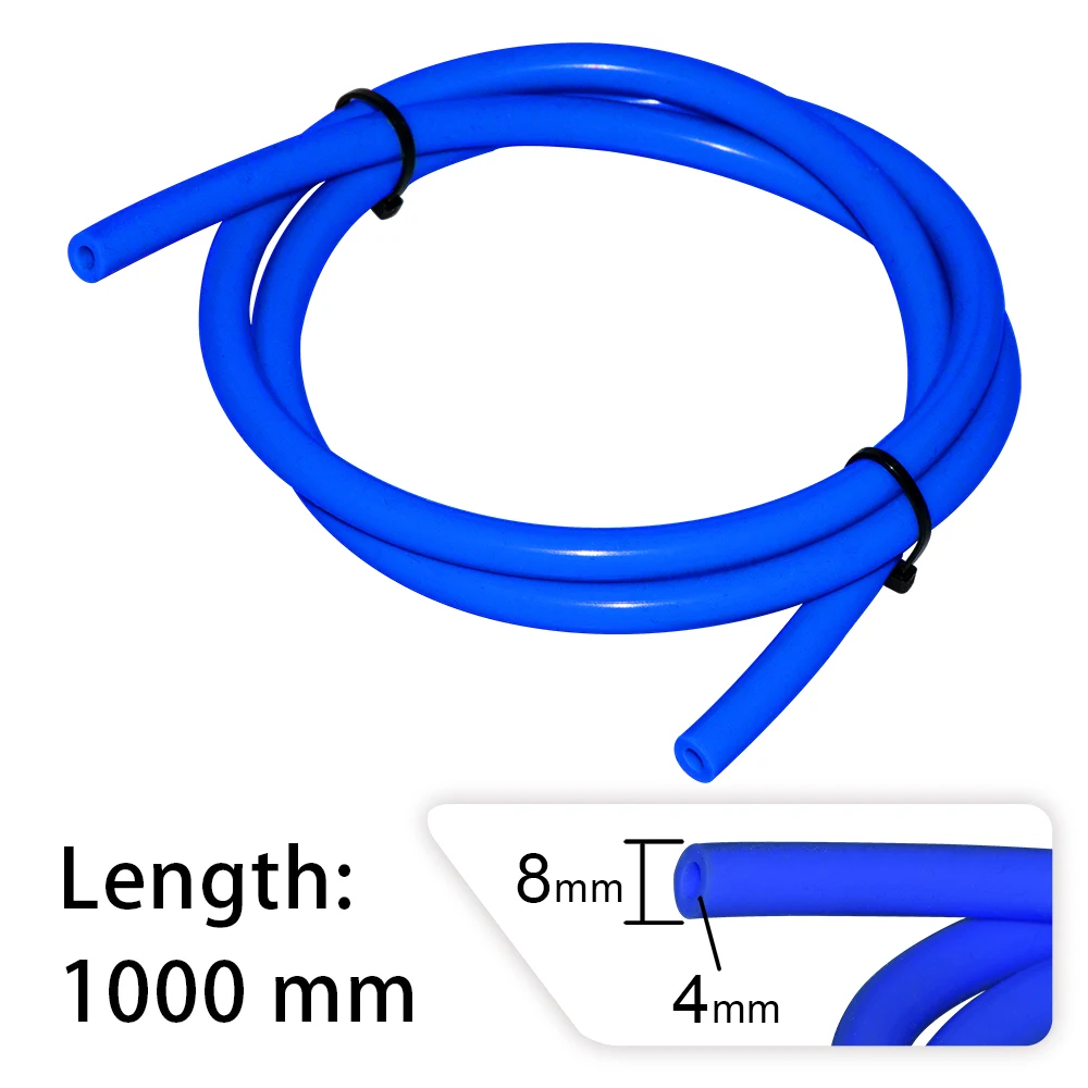 1 Meter Long Universal 4mm Auto Car Vacuum Silicone Hose Racing Line Pipe Tube Blue Black