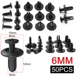 50pcs 6mm 7mm 8mm 9mm 40pcs 10mm Hole Car Bumper Plastic Rivets Trim Fastener Auto Door Trim Panel Grills Clips fit for Nissan