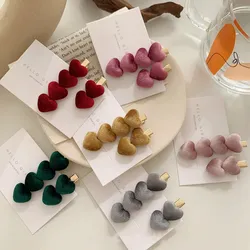 Fashion velvet love hair clip ins sweet bangs clip hairpin female autumn and winter side clip for Girls Women's Hair Accessories