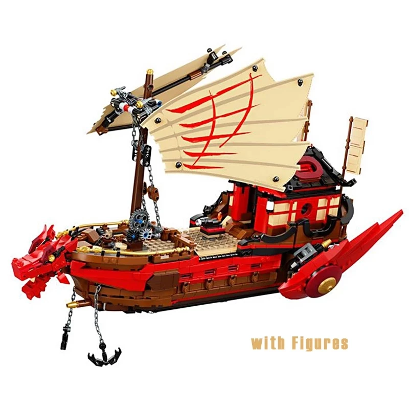 1856pcs Destiny Bounty Ship Building Blocks Ninja Dragon Boat Monastery With Figures Bricks Toys For Boy Birthday Gifts 71705