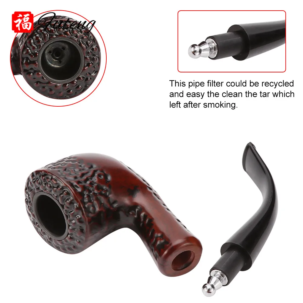 Portable Tobacco Pipe Set Resin Bent Pipe Cigarette Filter Herb Mini Curved Smoke Pipe Beginner Exquisite Smoking Accessories