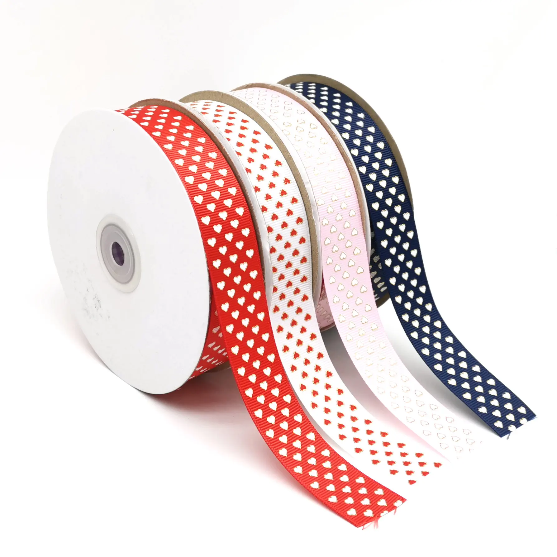 5 Meters Polyester Satin Ribbon Heart Printing Grosgrain Ribbons for Gift Wrapping DIY Wedding Decoration Hair Bow Crafts Fabric