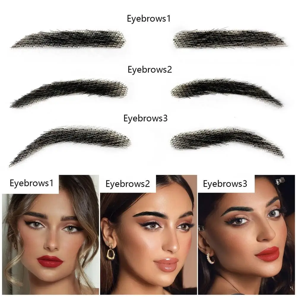 False Eyebrows For Women Handmade By 100% Real Hair For Party Wedding Cosplay Fake Eyebrow Synthetic Eyebrows Makeup Tools