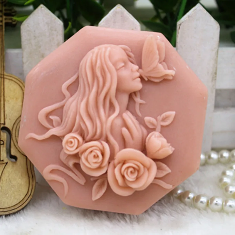 

New Product!! 1pcs Pretty Girl (ZX325) Food Grade Silicone Handmade Soap Mold Crafts DIY Silicone Mould