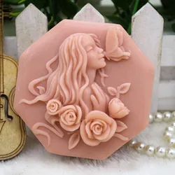 1pcs Pretty Girl (ZX325) Food Grade Silicone Handmade Soap Mold Crafts DIY Silicone Mould