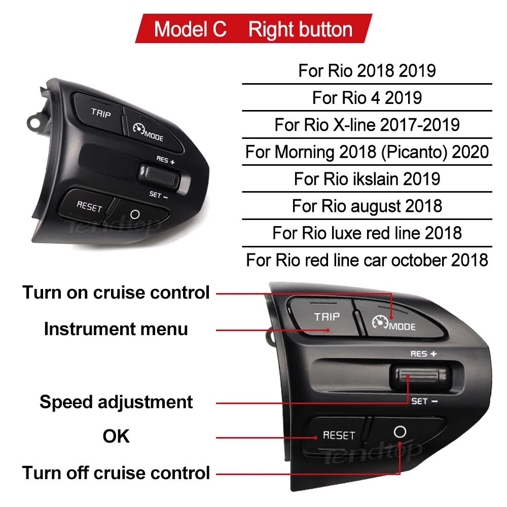 Steering Wheel Button Switch For KIA K2 RIO 2017 2018 2019 2020 2021 RIO X LINE Stonic RIO 5 Car Bluetooth Phone Cruise Control