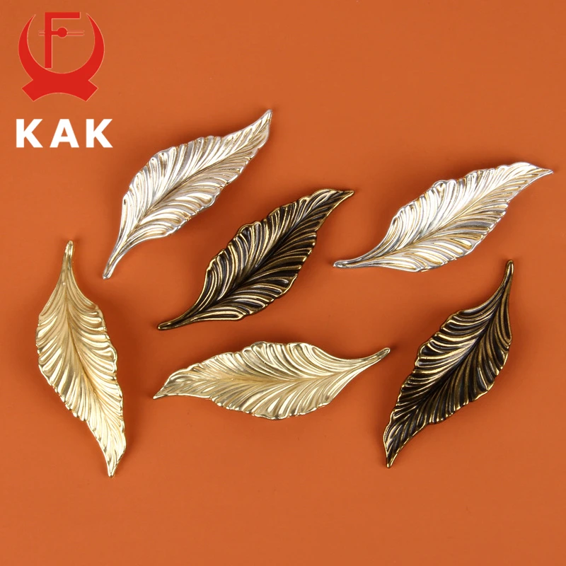 KAK Novelty Black Gold Leaves Creative Cabinet Drawer knobs Handles Wardrobe Door handles Furniture Handles Furniture Hardware