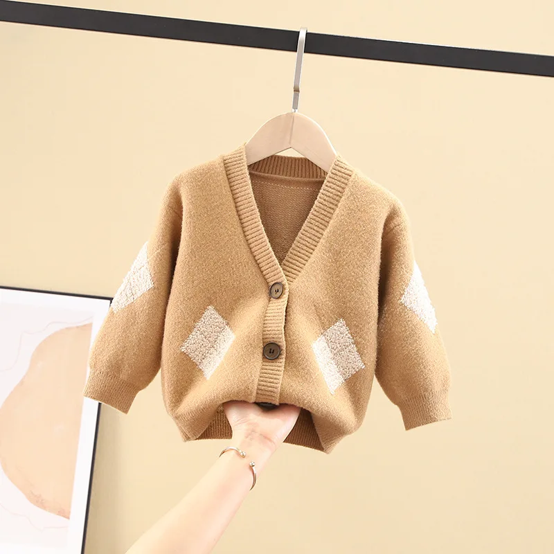 BINIDUCKLING 2020 Khaki Cardigan Sweater Clothing For Toddler Boys Girls Autumn Winter Warm Button Baby Kids Sweater Clothes