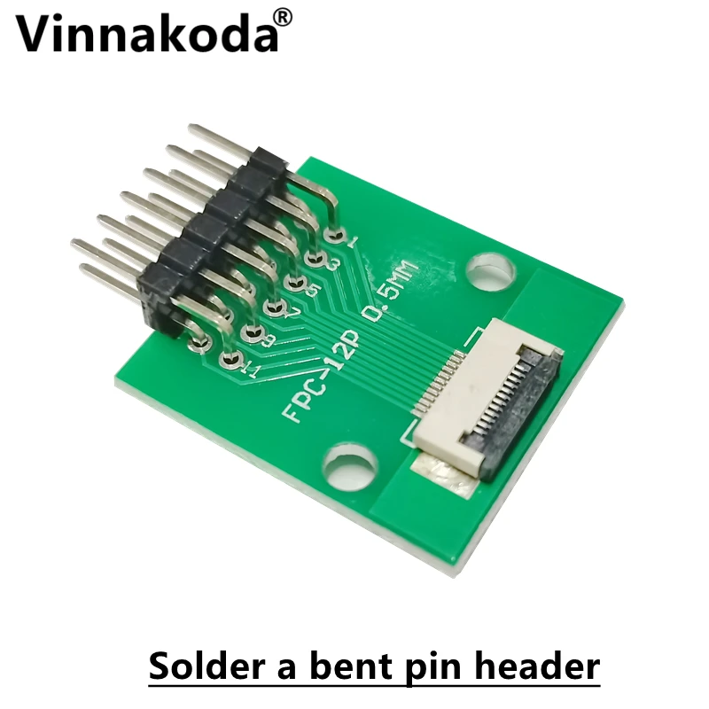 2 buah papan adaptor FFC/FPC 0.5MM-12P hingga 2.54MM Las 0.5MM-12P konektor flip-top Solder lurus/header pin bengkok