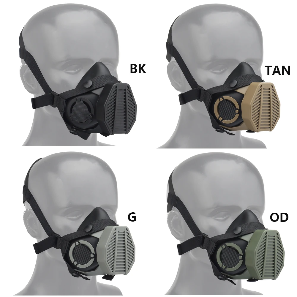 Two Modes Tactical Respirator Mask Half Face Gas Mask for Military Paintball Airsoft Hunting CS Game Cosplay