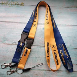1 PC Lufthansa Lanyard Chaveiro Key Chain Navy Blue Flight Crew Neck Strap Llavero Lanyard Keychain for ID Card Fashion Trinkets