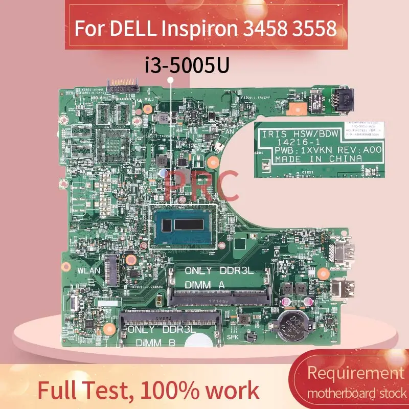 

CN-0MY4NH For DELL Inspiron 3458 3558 i3-5005U Notebook motherboard 14216-1 SR27G DDR3 full test 100% work