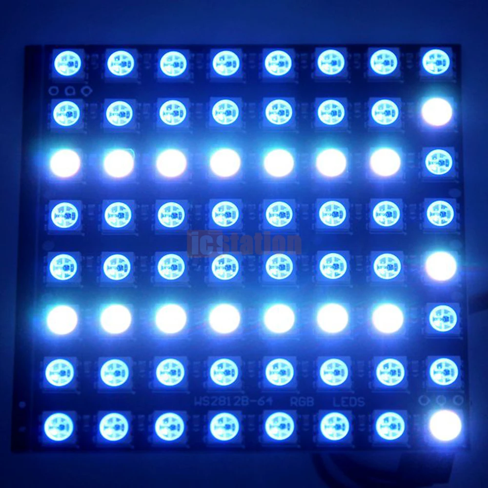 8*8 64 diodos emissores de luz 5050 rgb ws2812 ws2812b placa de motorista flexível do painel do pixel da cor completa