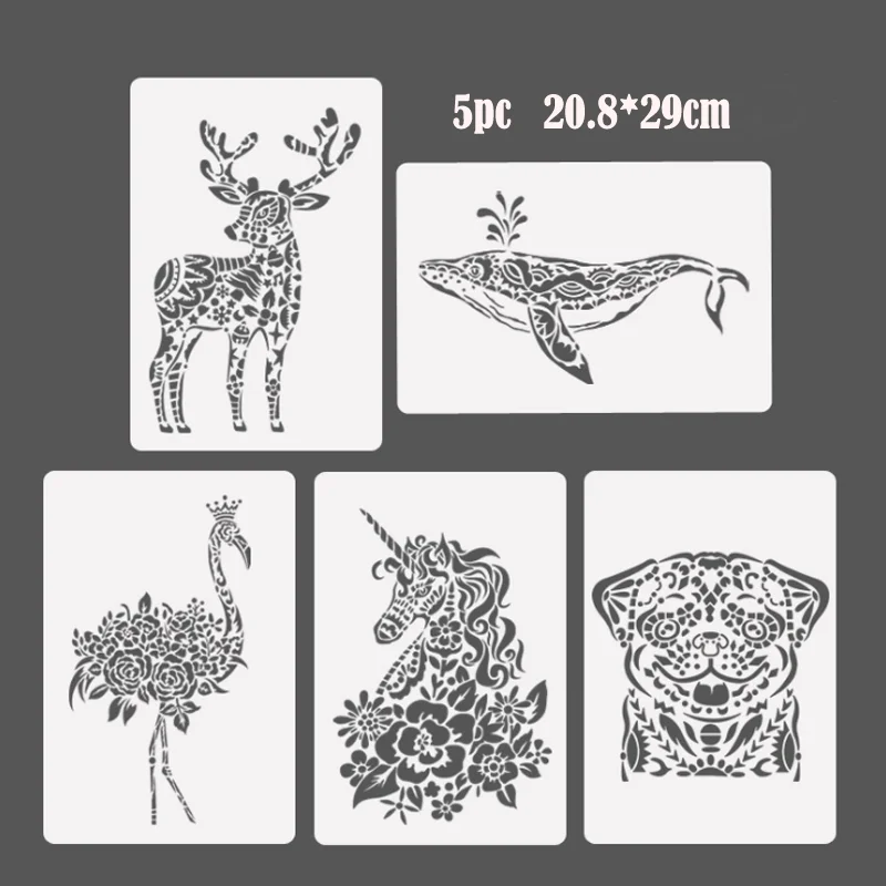 

5 шт. трафарет с единорогом, шаблон для рисования, сделай сам, стена, скрапбукинг, Раскрашивание, тиснение, дневник, альбом, декоративные офисные и школьные принадлежности