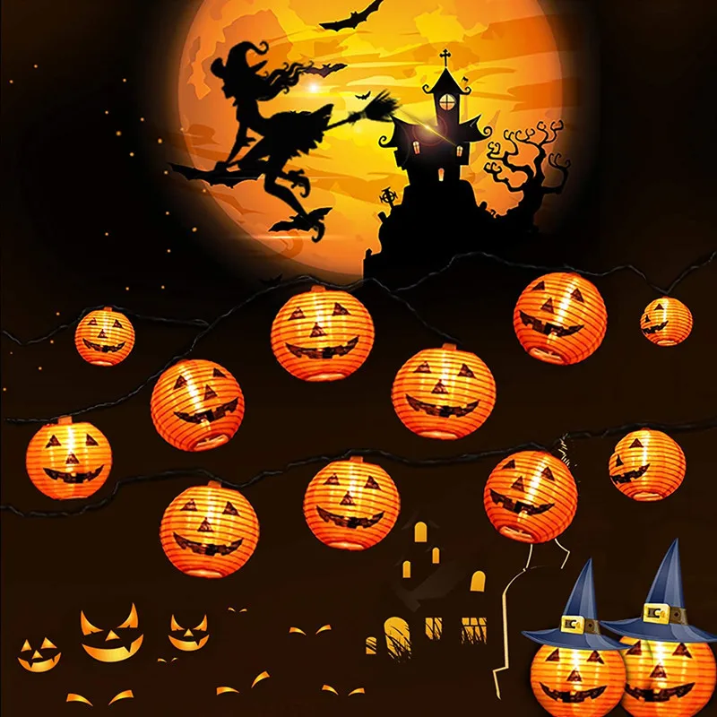 

6/10/20leds Halloween Pumpkin String Lights Battery Powered 3D Pumpkin Lanterns Lamp for Indoor Outdoor Halloween Decoration