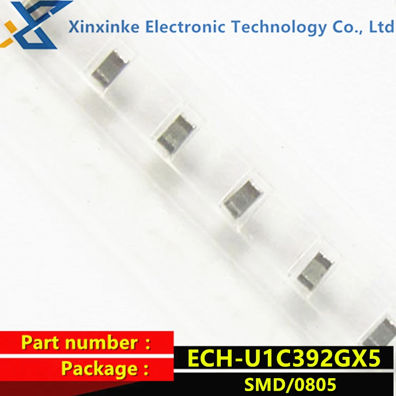 10PCS ECHU1C392GX5 Thin Film Capacitor 3900pF 16VDC 2% PPS FILM 0805 3.9nF ECH-U1C392JX5 CBB Polyester Capacitor New Original