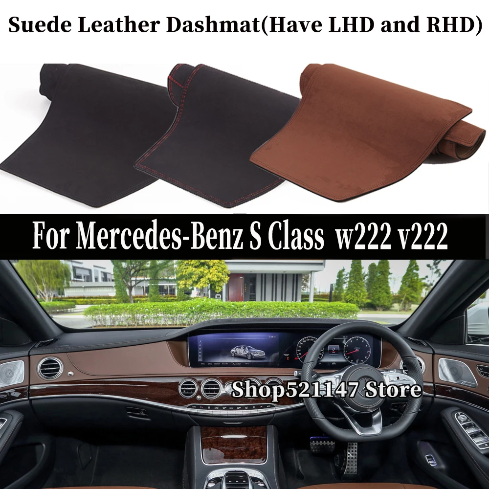 Accessories Suede Leather Dashmat Dashboard Cover Pad Dash Mat For Mercedes-Benz S Class 	w222 v222 S350 S400 S500 S550 S600 S63